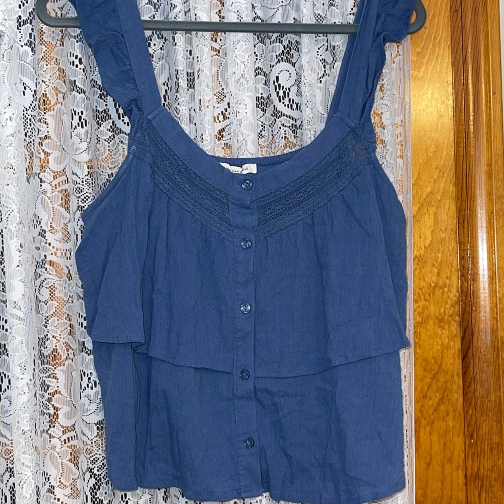 American eagle ruffle sleeve tank